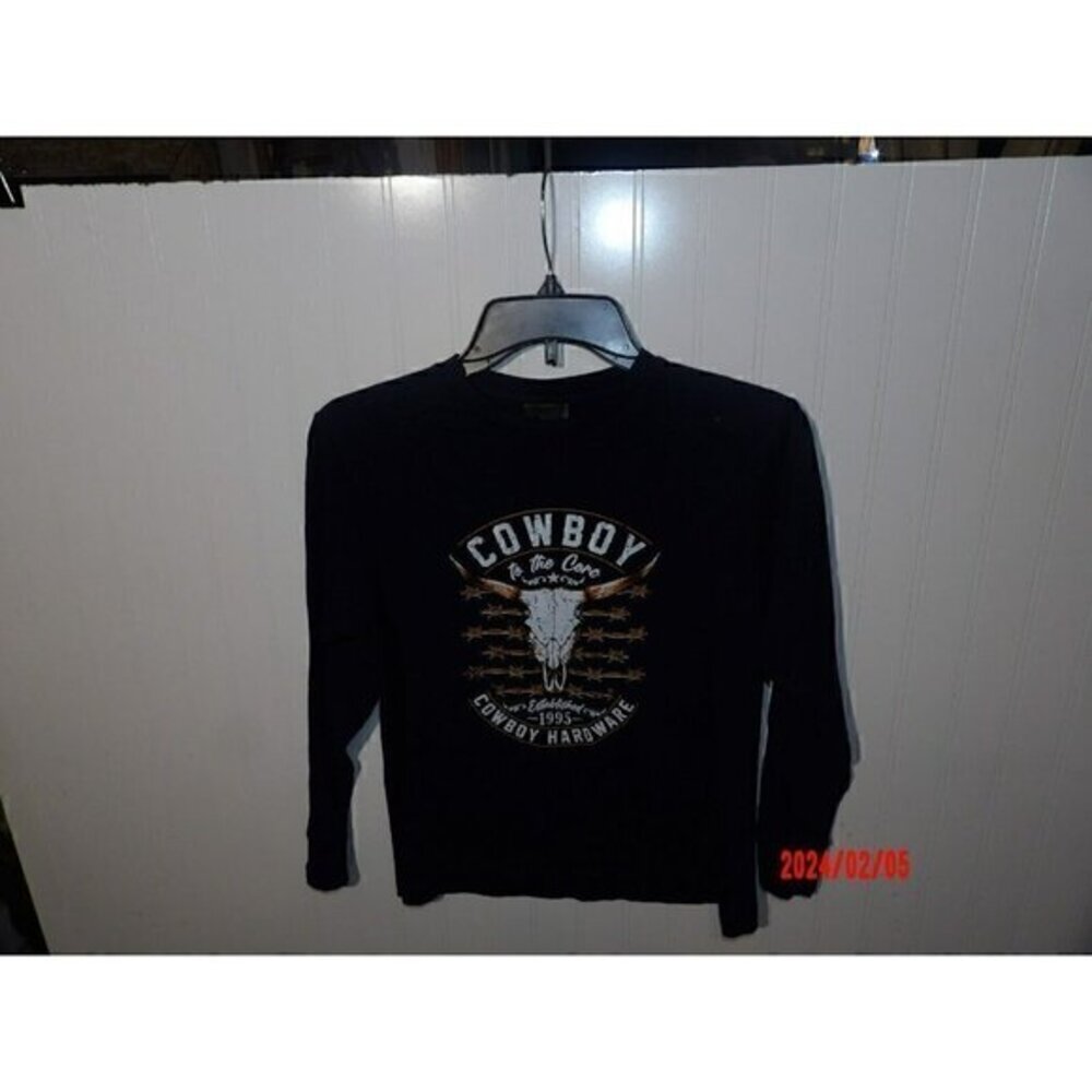 Cowboy Hardware® Youth Boy's Bull Skull Black T- Shirt Med‎